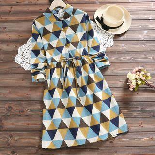 Patterned A-line Collared Dress