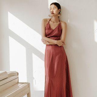 Patterned Open-back Maxi Sundress