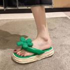 Platform Floral-accent Flip Flops