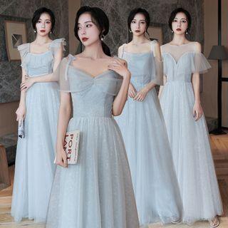 Glitter Mesh Overlay Maxi A-line Dress (various Designs)