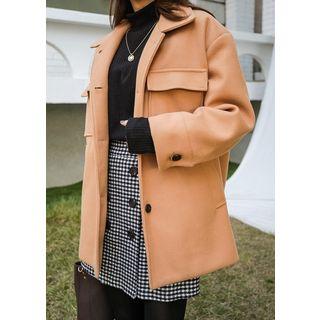 Tall Size Flap-pocket Single-breasted Jacket