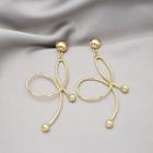 Bow Alloy Dangle Earring 1 Pair - E265-1 - Gold - One Size