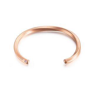 Simple And Fashion Plated Rose Gold Geometric Round 316l Stainless Steel Bangle With Pink Cubic Zirconia Rose Gold - One Size