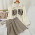 Set: Mock Two-piece Shirt+ Shorts