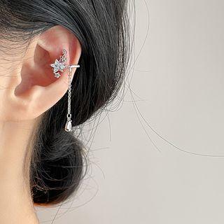 Star Chain Alloy Cuff Earring Silver - One Size