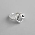 925 Sterling Silver Heart Open Ring Retro Silver - One Size