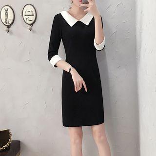 3/4-sleeve Mini Straight-fit Dress