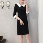 3/4-sleeve Mini Straight-fit Dress