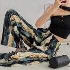 Print Wide Leg Pants Blue - One Size