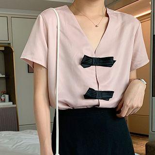 Bow-detail V-neck Top