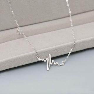 925 Sterling Silver Heartbeat Pendant Necklace Necklace - Heartbeat - One Size