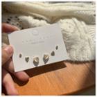 3 Pair Set: Cat Eye Stone / Alloy Earring (various Designs) 3 Pairs - Milky White - One Size
