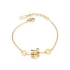 Fashion Simple Plated Gold Roman Numerals Geometric Circle 316l Stainless Steel Bracelet With Cubic Zirconia Golden - One Size