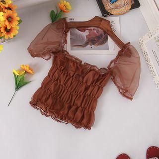 Mesh Short-sleeve Crop Top