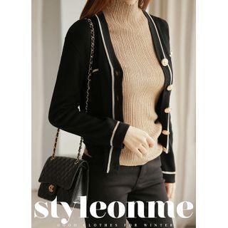 Mock-neck Glittered Rib-knit Top