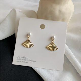 Faux Pearl Alloy Fan Dangle Earring 1 Pair - Earring - One Size