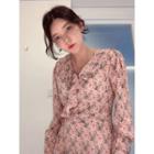 Frilled-detail Floral Print Wrap-front Dress