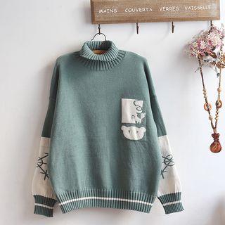 Turtleneck Bear Print Sweater