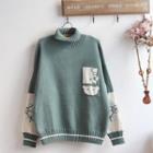 Turtleneck Bear Print Sweater