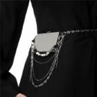 Alloy Waist Chain Belt Bag Black & White & Silver - One Size