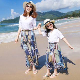 Family Matching Set: Short-sleeve T-shirt + Maxi Skirt