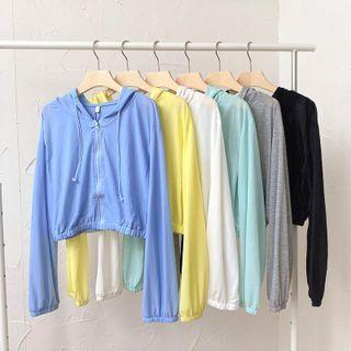 Long-sleeve Plain Zip Light Jacket