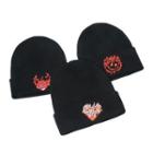 Flame Embroidered Knit Beanie