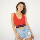 Lightweight Lettering-embroidered Cropped Tank Top