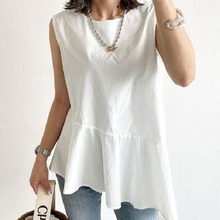 Sleeveless Plain Blouse White - One Size
