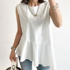 Sleeveless Plain Blouse White - One Size