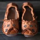 Cut Out Genuine Leather Flats