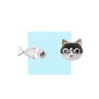 Non-matching 925 Sterling Silver Rhinestone Cat & Fish Earring Stud Earring - 1 Pair - Silver - One Size