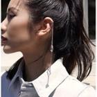 Faux Crystal Chained Cuff Earring 1 Pc - Silver - One Size