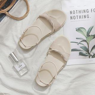 Twisted Band Ankle Strap Platform Sandals