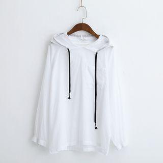 Long-sleeve Drawstring Hooded Top