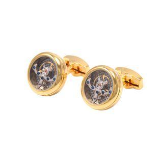 Fashion High-end Plated Gold Balance Movement Mens Cufflinks Golden - One Size
