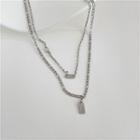 Tag Pendant Layered Stainless Steel Necklace Set - Silver - One Size