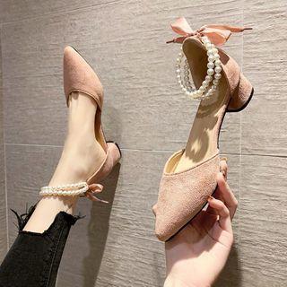 Low-heel Beaded Dorsay Sandals