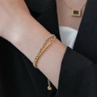 Rhinestone Bead Bracelet Gold - One Size