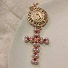 Faux Pearl Cross Dangle Earring 977a - Gold - One Size
