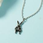 Rabbit Pendant Alloy Necklace Dark Gray Rabbit - Silver - One Size