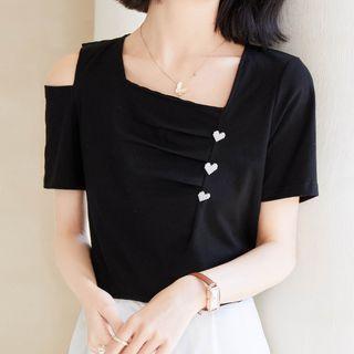 Short-sleeve Asymmetrical Off-shoulder Top