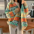 Patterned Cardigan Yellow & Green - One Size