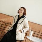 Contrast-piping Quilting Jacket Cream - One Size