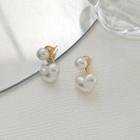Faux Pearl Heart Alloy Swing Earring 1 Pair - White & Gold - One Size