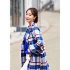 Double-breasted Plaid Long Coat