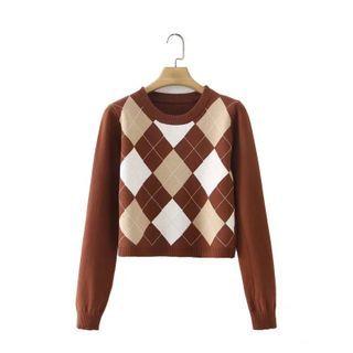 Check Print Sweater Brown - S