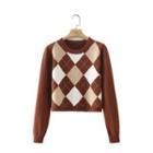 Check Print Sweater Brown - S