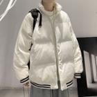 Stand-collar Striped Trim Padded Coat