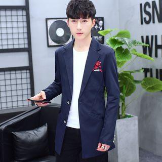 Embroidered Single-breasted Blazer